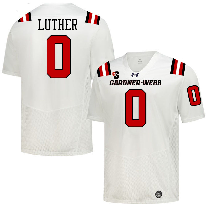 Gardner-Webb Runnin' Bulldogs #0 T.J. Luther College Football Jerseys,Uniforms-White